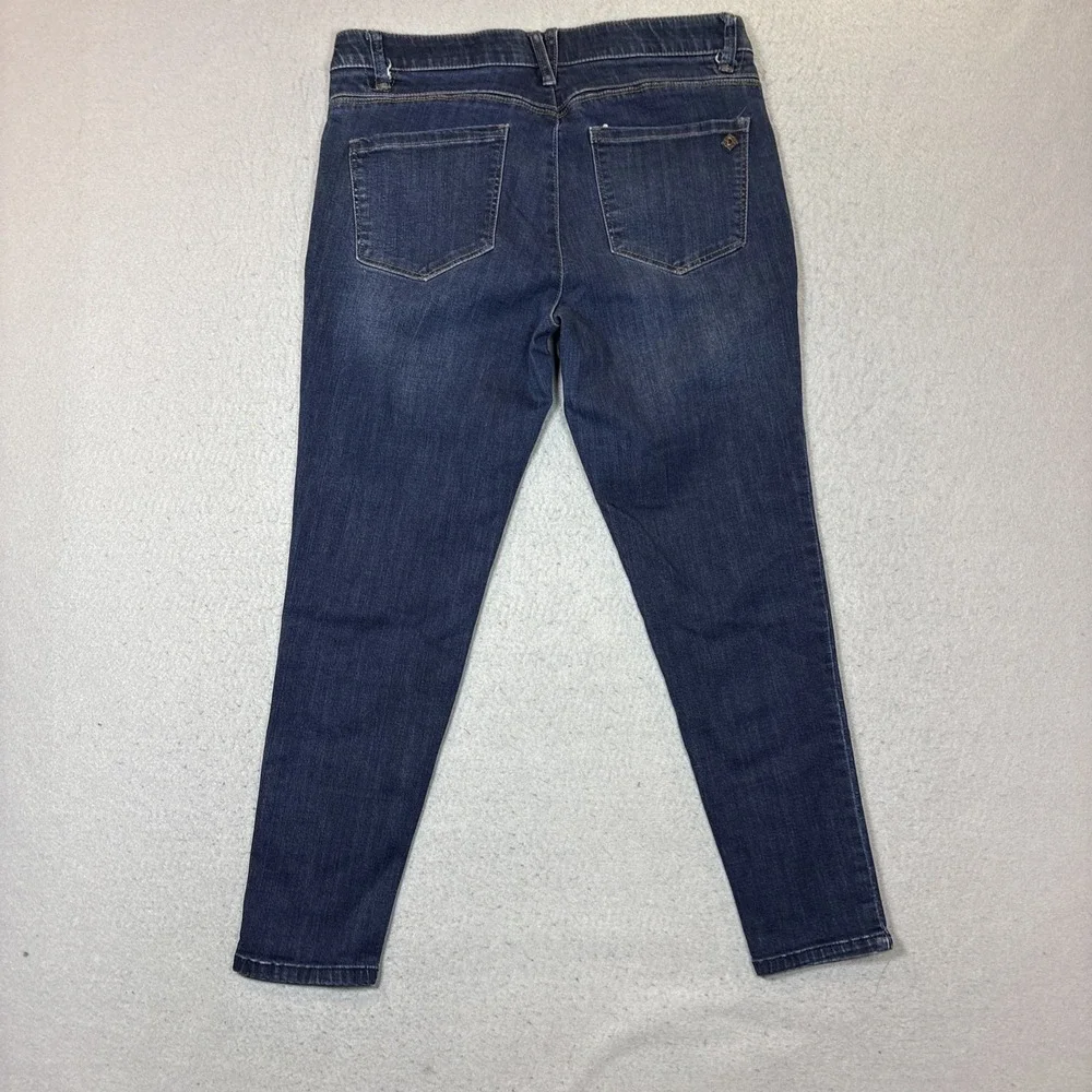Democracy Ab Solution Cropped Jeans Size 10 Blue Dark Wash Whiskering